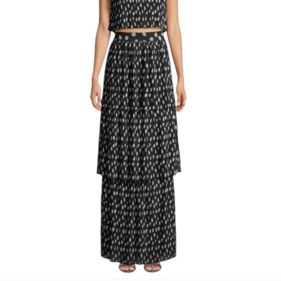 Fame and Partners Boho Tiered Maxi Skirt Polka Dots Elegant Chic - US Size 0 EUC - Picture 1 of 11